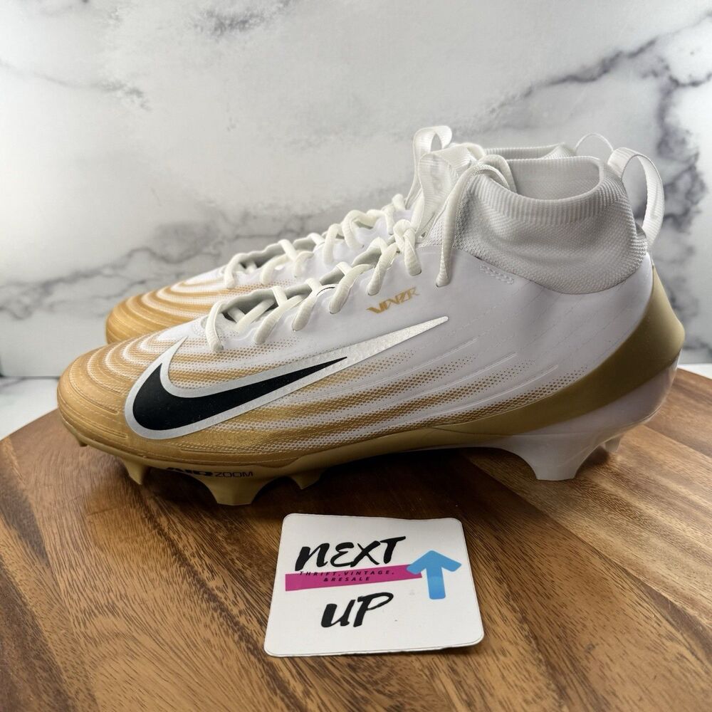 Mens 10-Nike Zoom Air Vapor Pro 1 White Metallic Gold Football Cleats FB3298 103